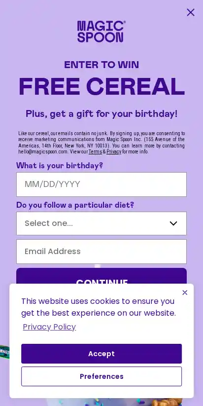 Magic Spoon Cereal landing page