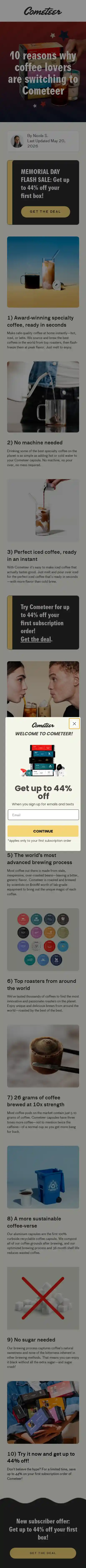 Cometeer landing page