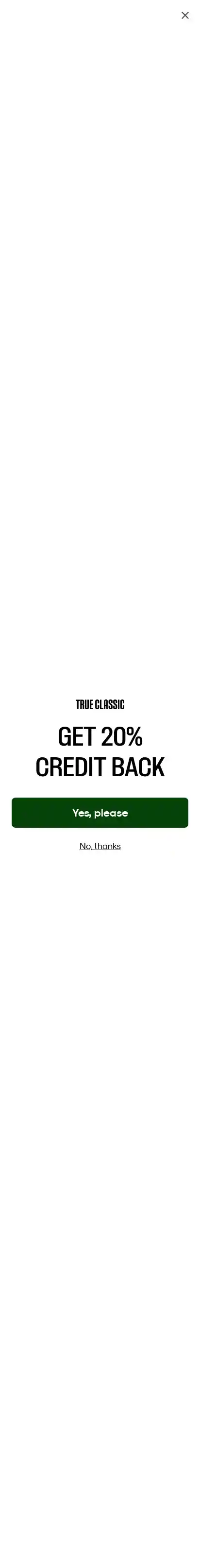 True Classic landing page