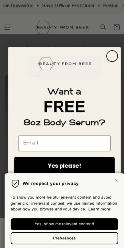 Beauty From Bees landing page