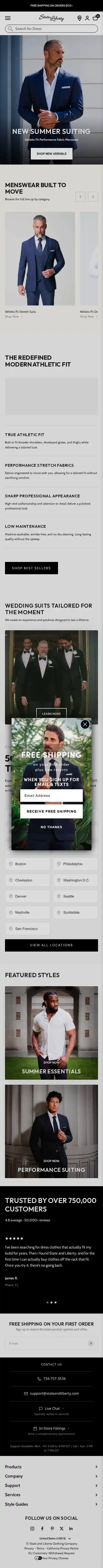 State & Liberty Clothing Company landing page