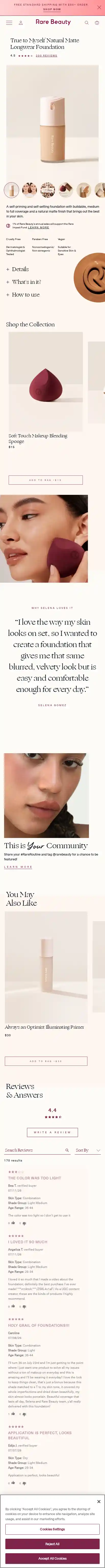 rarebeauty.com landing page