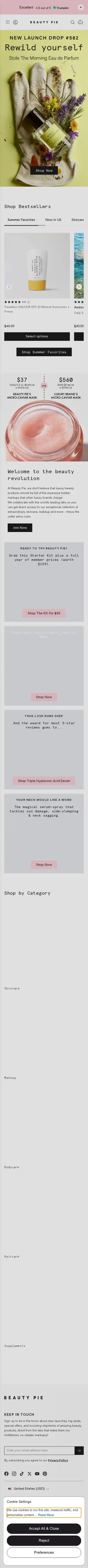 Beauty Pie landing page