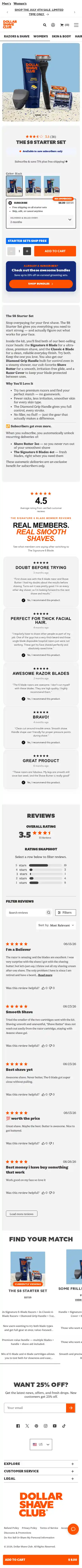 Dollar Shave Club landing page