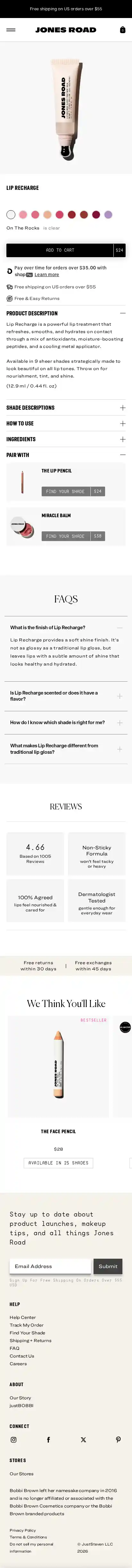 Jones Road Beauty landing page