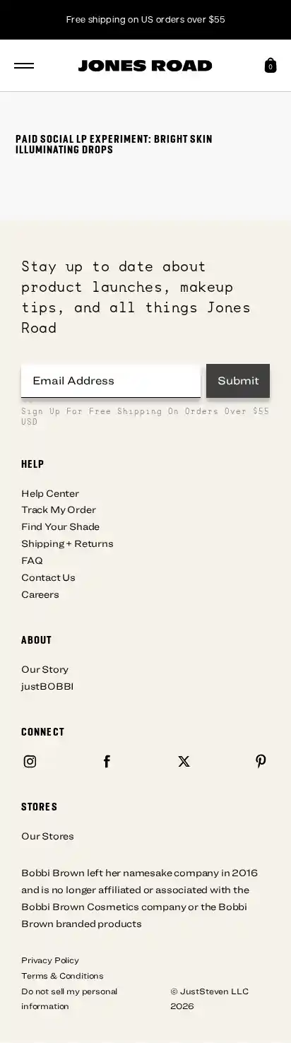 Jones Road Beauty landing page