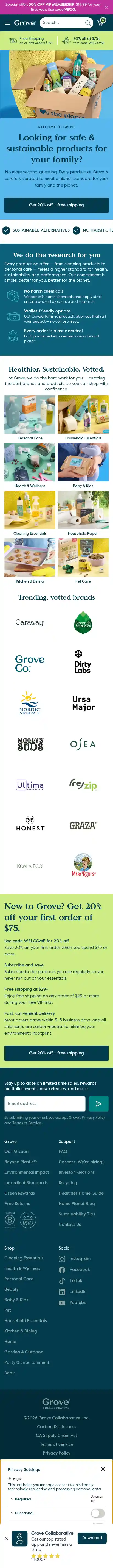 Grove Collaborative landing page