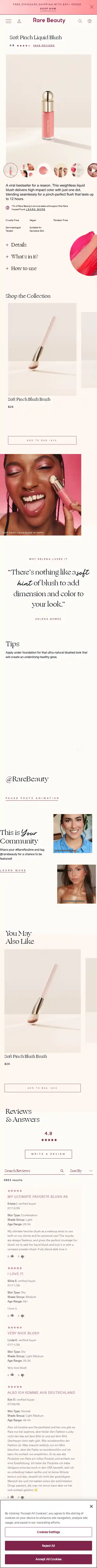 Rare Beauty landing page