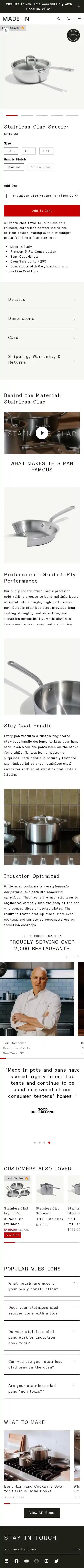 Made In Cookware landing page