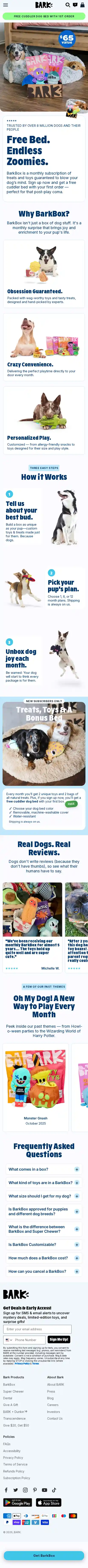 BarkBox landing page