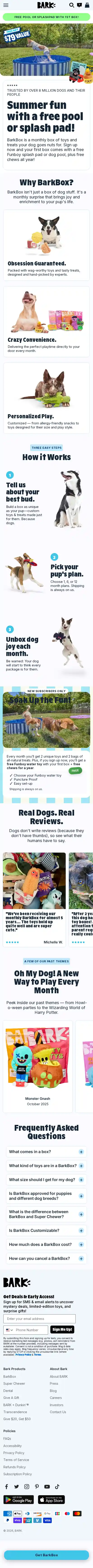 BarkBox landing page