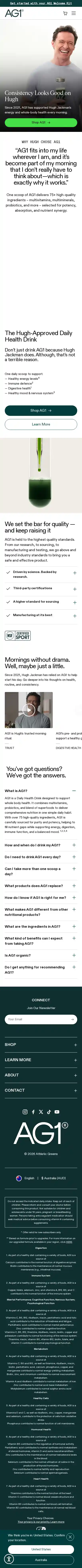 AG1 by Athletic Greens landing page