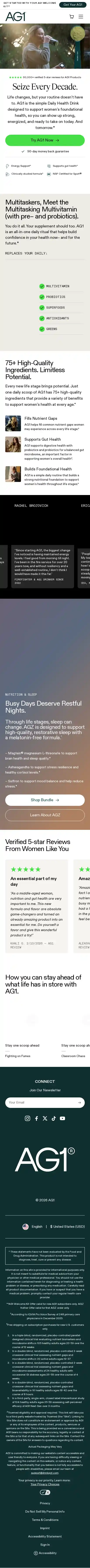 AG1 by Athletic Greens landing page