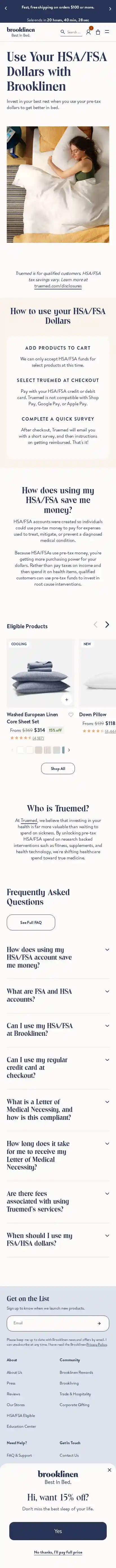 Brooklinen landing page