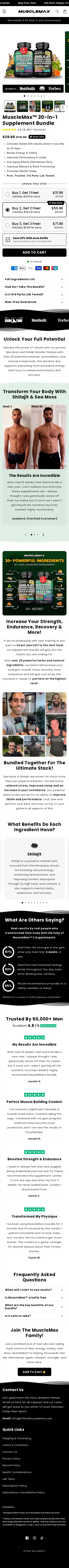 MuscleMax Nutrition landing page