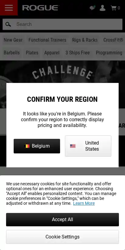 Rogue Fitness landing page