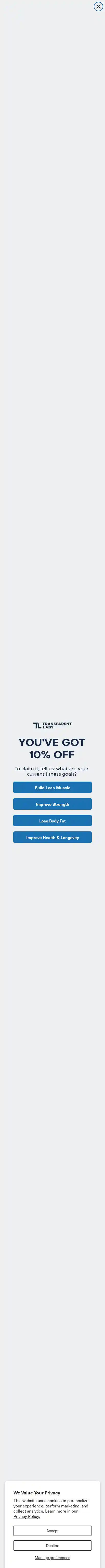 Transparent Labs landing page