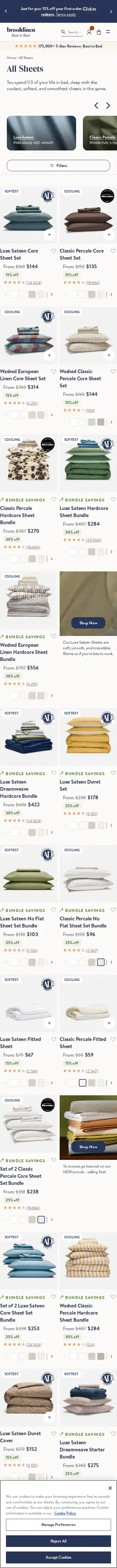 Brooklinen landing page