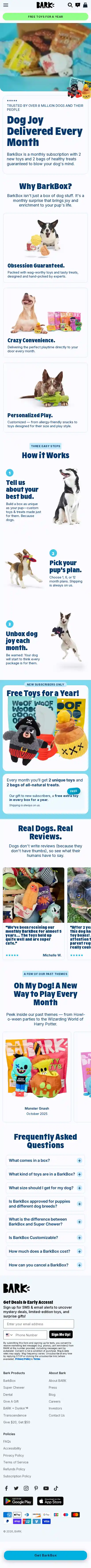 BarkBox landing page