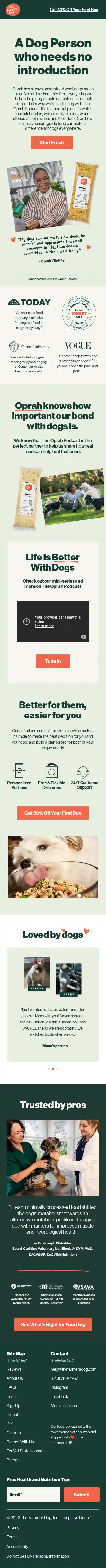 The Farmer's Dog landing page