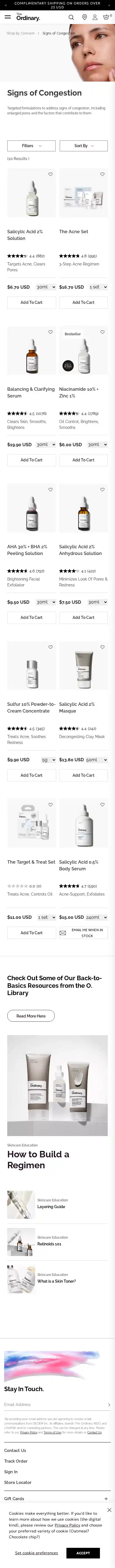 The Ordinary landing page