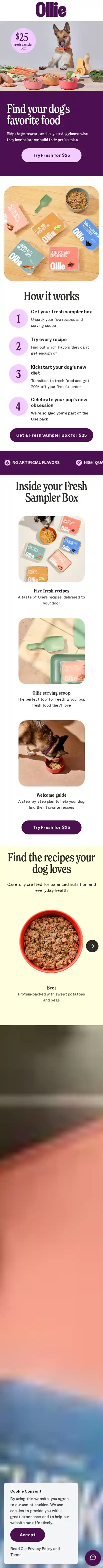 Ollie landing page
