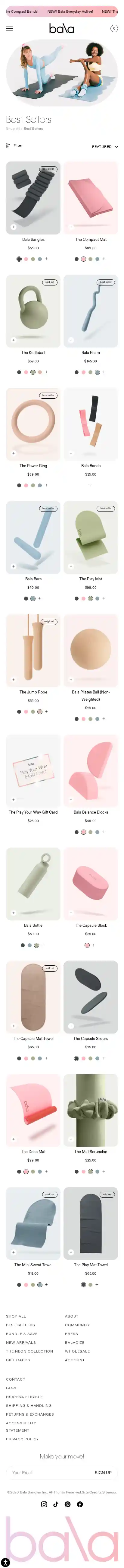 shopbala.com landing page