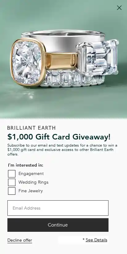 Brilliant Earth landing page