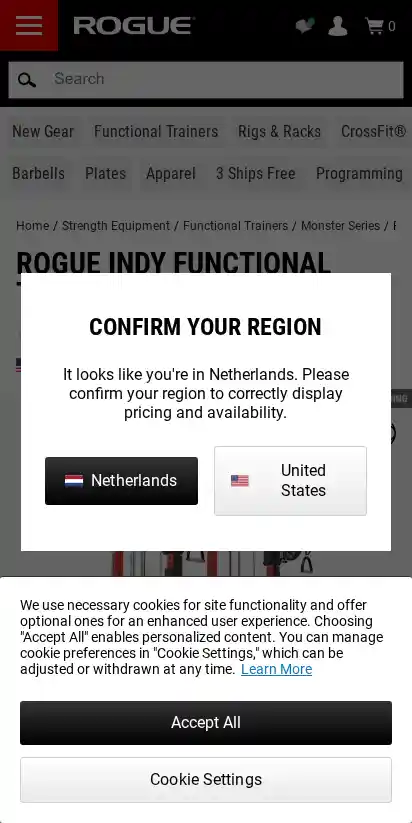 Rogue Fitness landing page