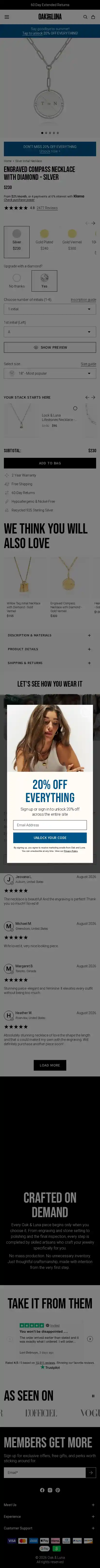 Oak and Luna landing page