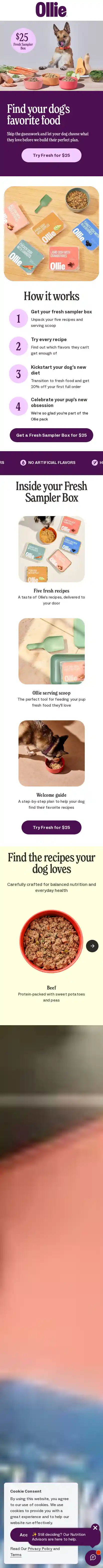 ollie.com landing page