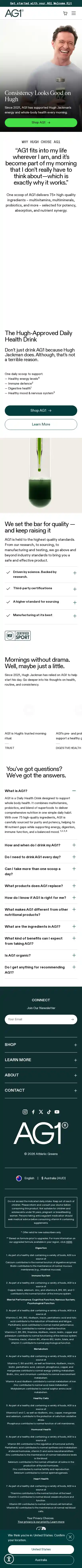 AG1 by Athletic Greens landing page