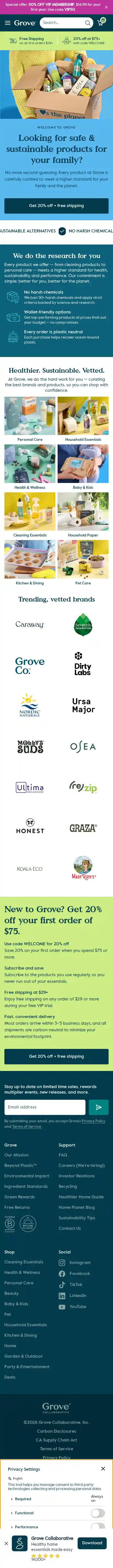 Grove Collaborative landing page