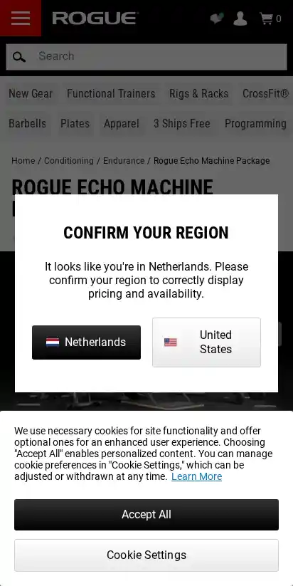 Rogue Fitness landing page