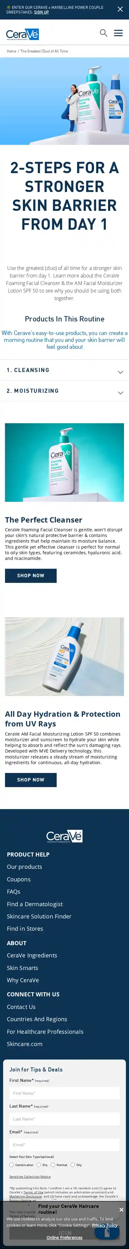 CeraVe Skincare landing page