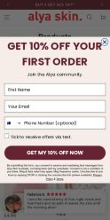 Alya Skin Australia landing page