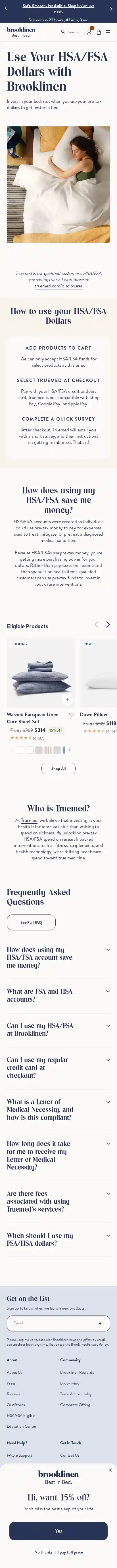 brooklinen.com landing page