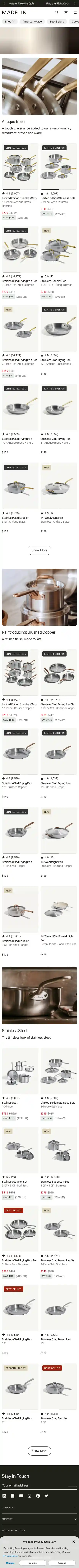 Made In Cookware landing page