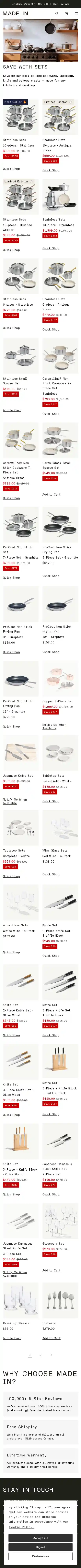 Made In Cookware landing page