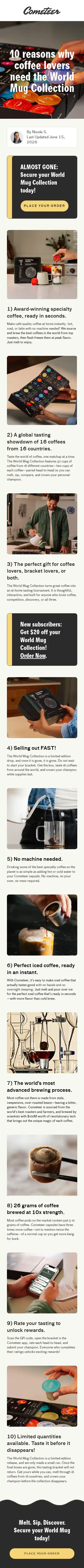Cometeer landing page