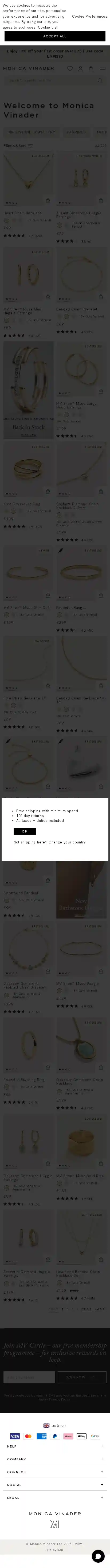 Monica Vinader landing page