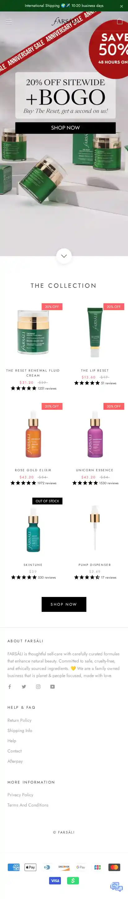 farsali.com landing page
