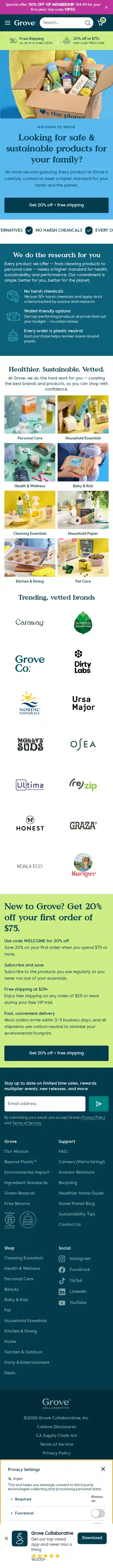 Grove Collaborative landing page