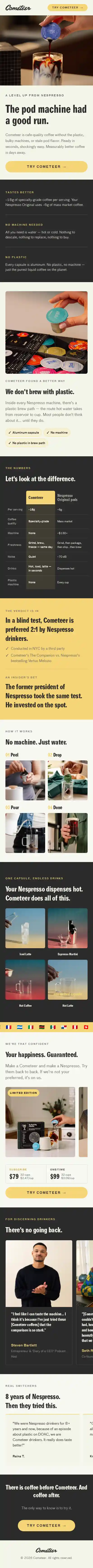 Cometeer landing page