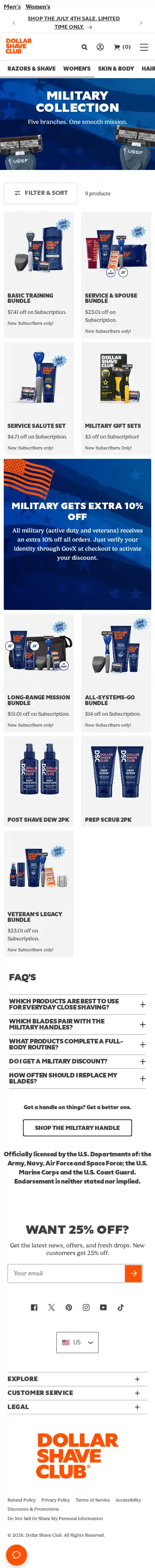 us.dollarshaveclub.com landing page