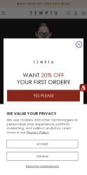 temptu.com landing page
