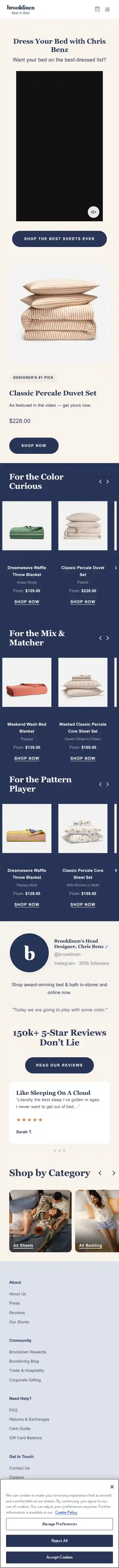 shop.brooklinen.com landing page