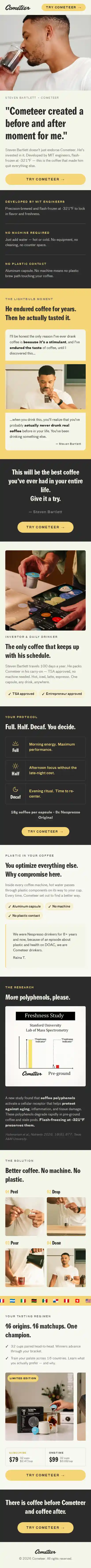 Cometeer landing page