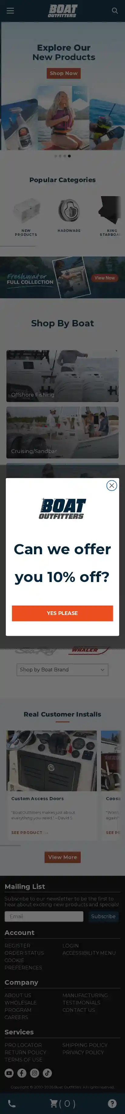 Boat Outfitters landing page