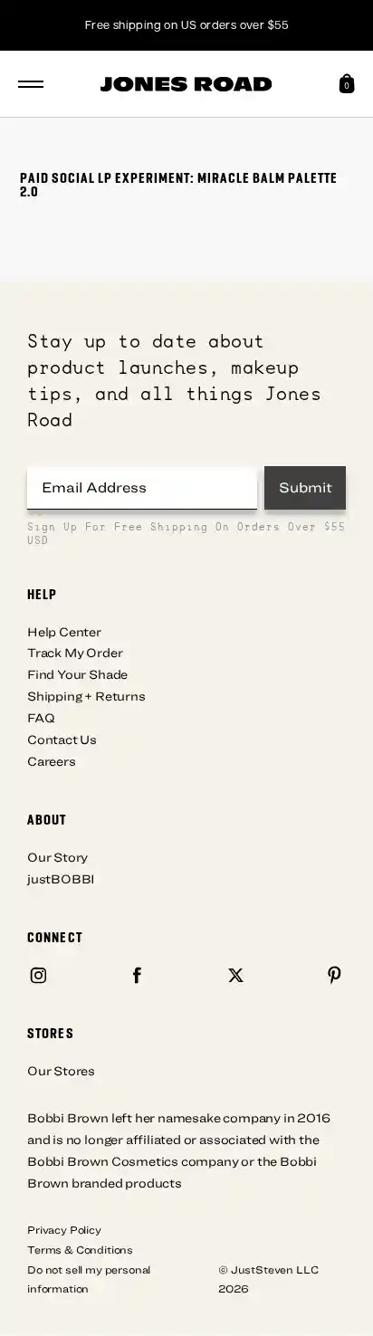 Jones Road Beauty landing page